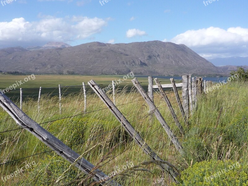 Argentina Patagonia Landscape Fence Wooden