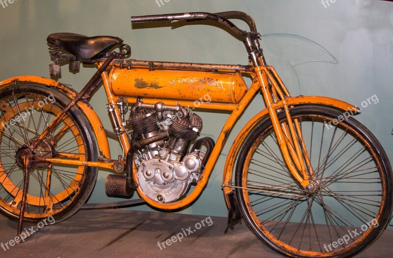 Motorcycle Antique Vintage Relic Orange