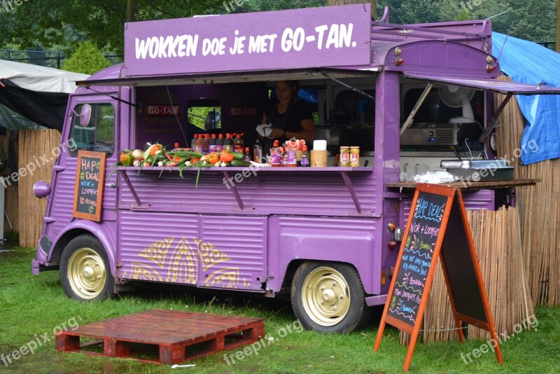 Food Truck Power Supply Car Purple Woks