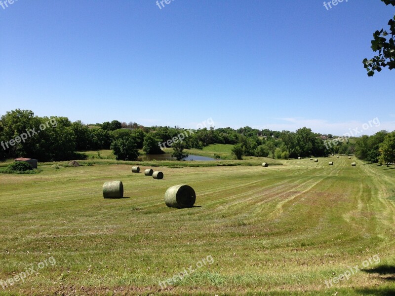 Hay Bale Field Rural Landscape