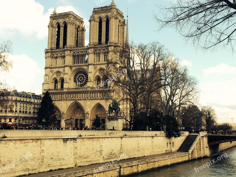 Paris Landmarks Notre Dame Seine River Free Photos