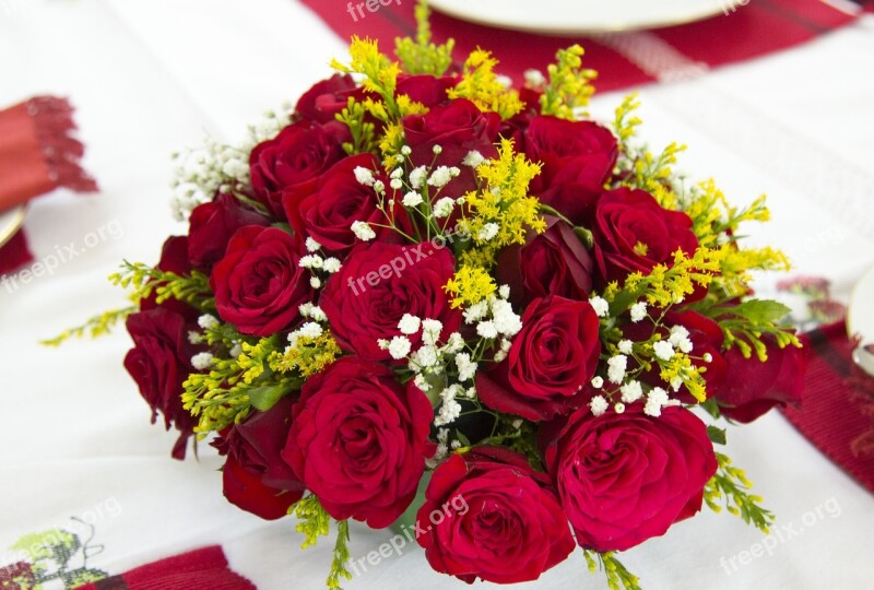 Flower Bouquet Rose Flower Red Flower Red Rose Arrangement