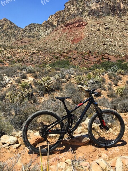 Mtb Mountain Bike Black Bike Red Rocks Desert