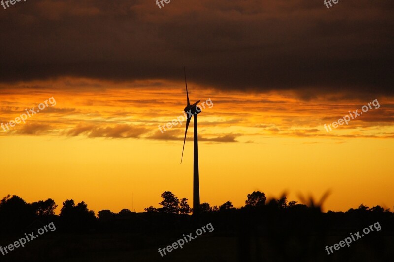 Windmill Holland Wind Energy Netherlands Sunset