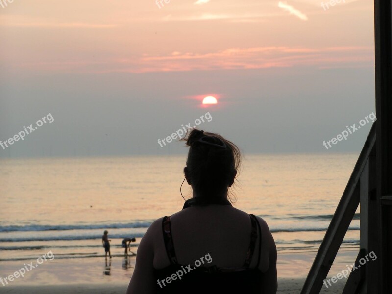 Castricum Sea Sun Beach Setting Sun