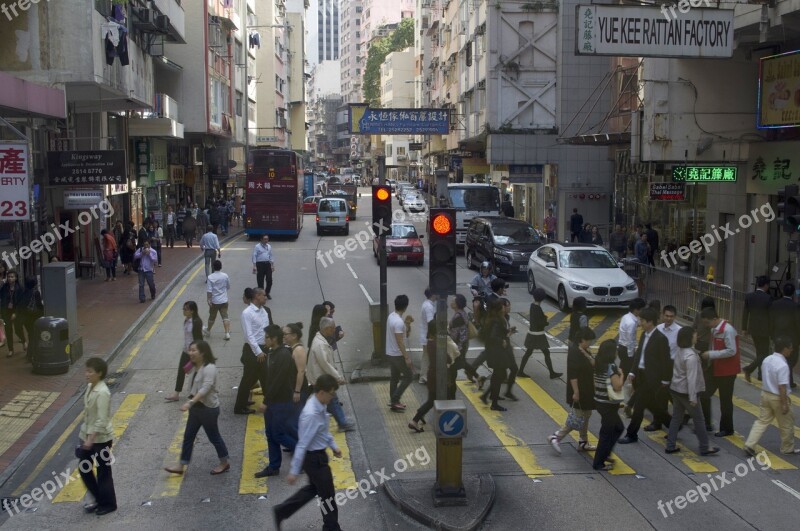 Hong Kong Street View Stream Sidewalk The Rhythm Of Life