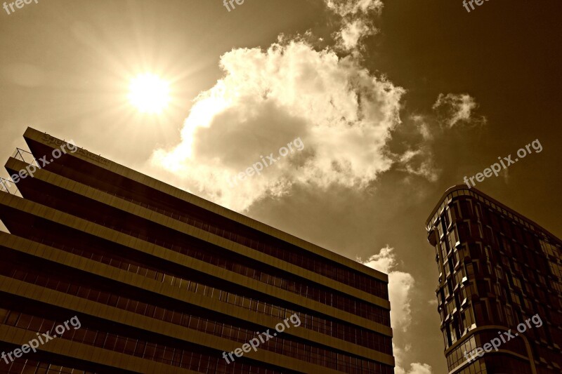 High Rise Tower Architecture Sky Silhouette