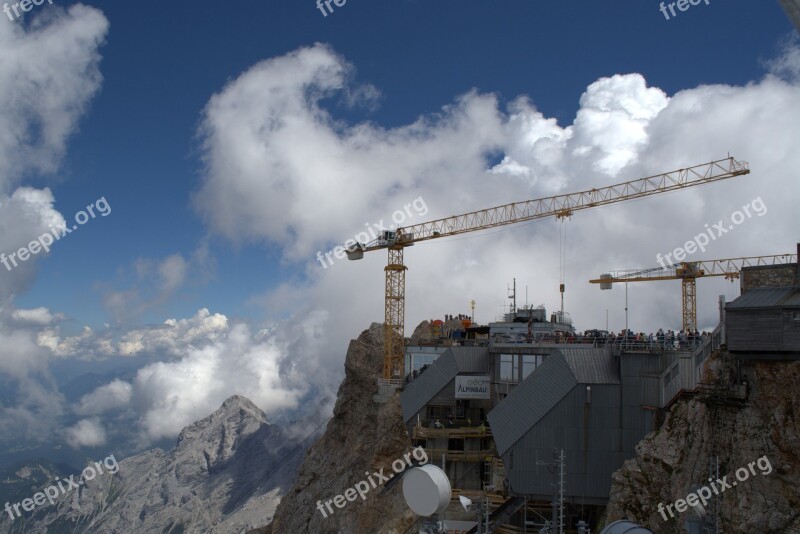 Zugspitze Site Germany Highest Construction Site Crane Glacier