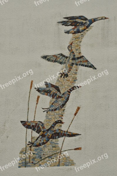 Mosaic Decoration Wall Goose Bird