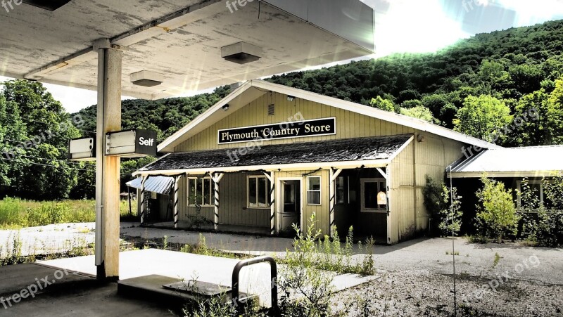 Sky Petrol Stations Decay Vermont Usa