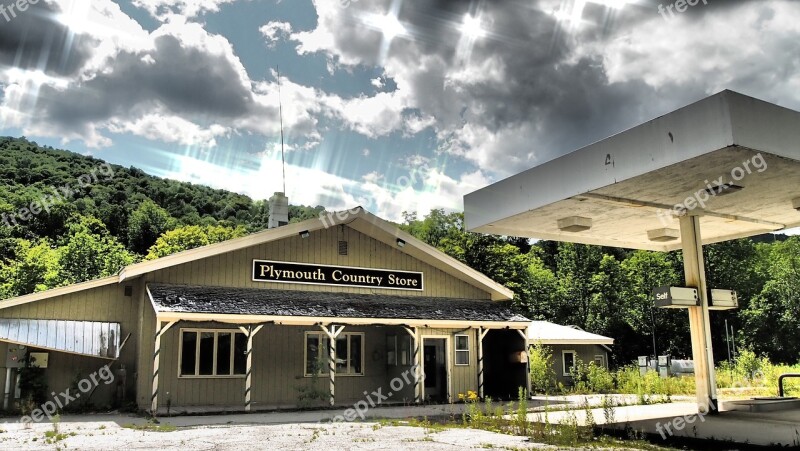 Sky Petrol Stations Decay Vermont Usa