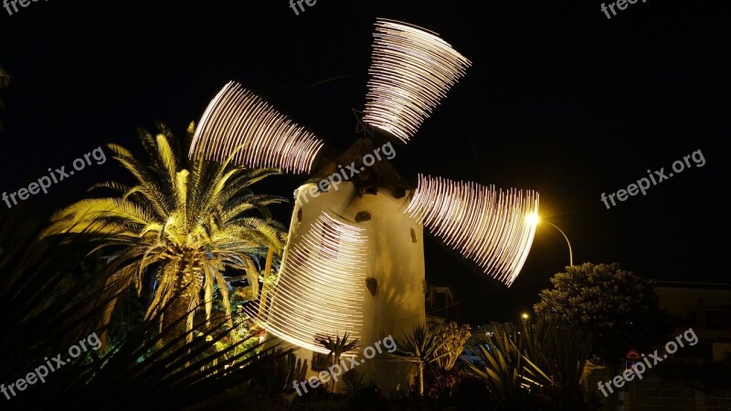 Windmill Long Exposure Night Free Photos