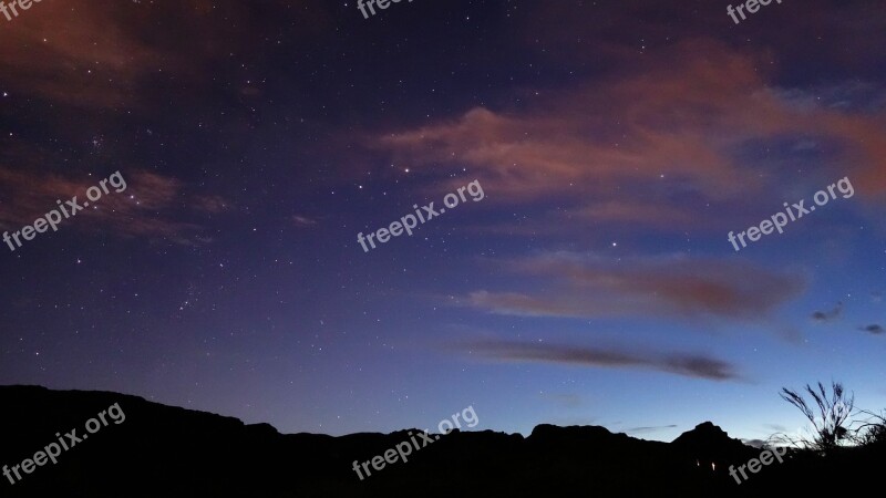 Sunset Starry Sky Tenerife Night Long Exposure