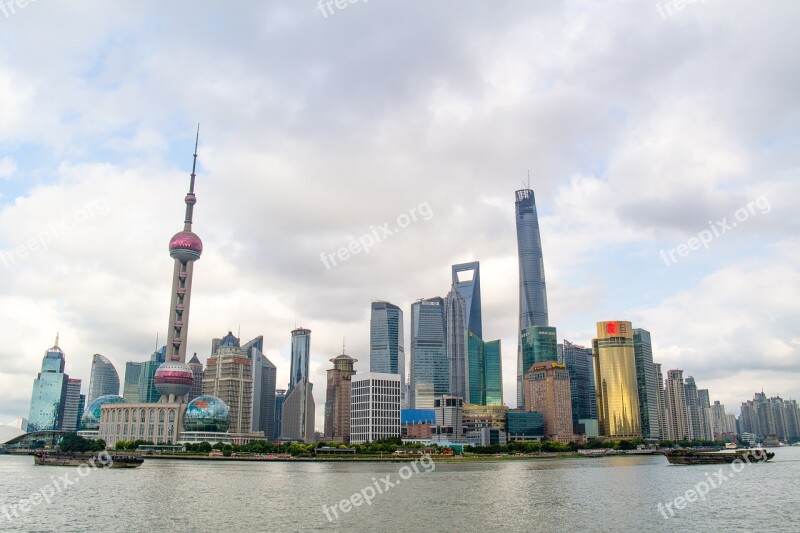 Shanghai Skyline Skyscraper China Asia