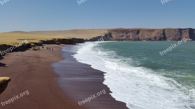 Red Beach Peru Beach Free Photos