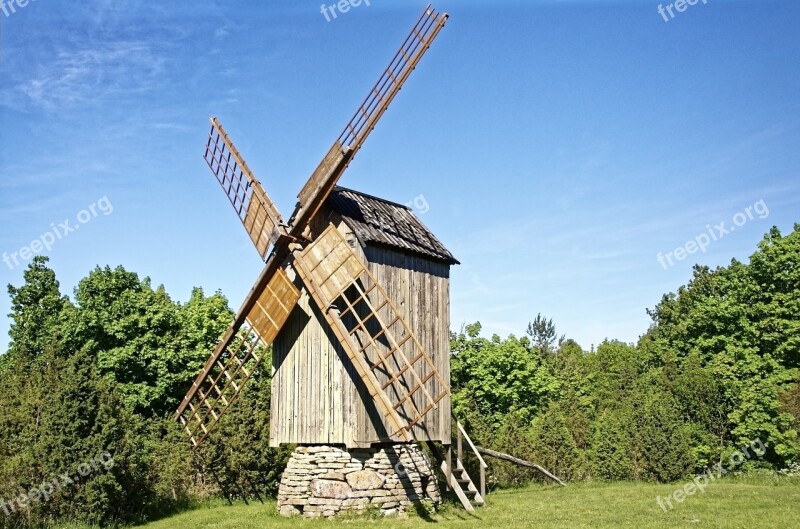 Estonia Muhu Island Windmill Historically Baltic States