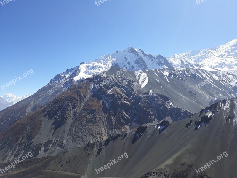 Himalayas Mountain Nepal Manang Snow