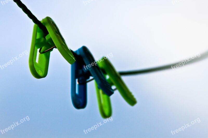 Clamp Colorful Depth Washing Line In The Sky