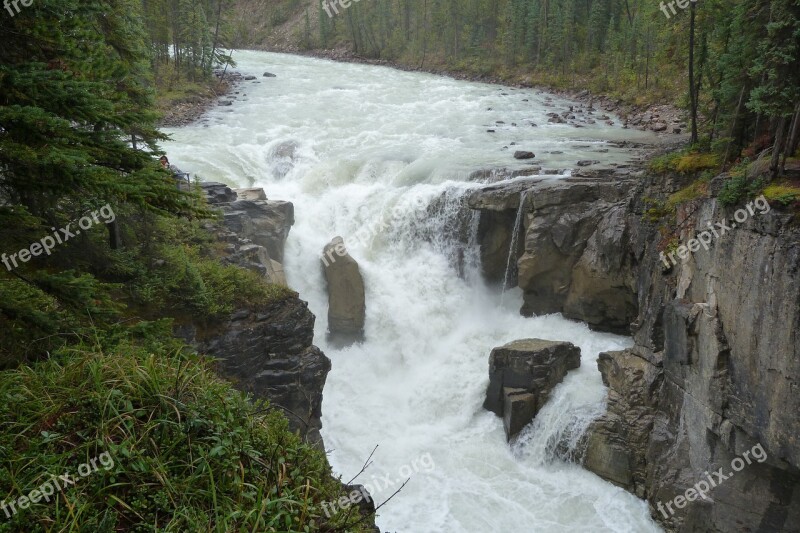 Sunwapta Falls Canada Rockies Alberta Landscape