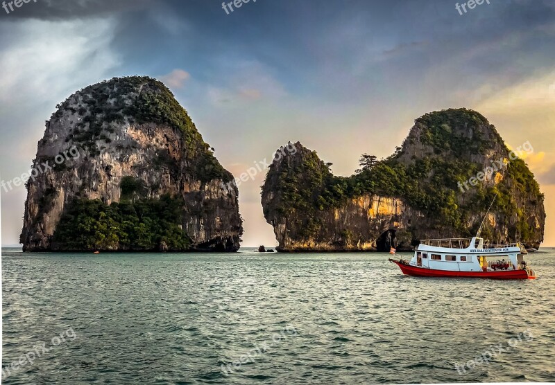 Thailand Krabi Mountains Ship Travel