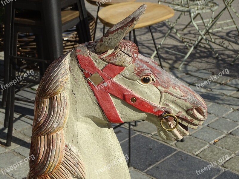 Rocking Horse Toy Old Street Scene Lille Wood