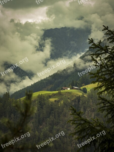 Mountains Clouds Sky Landscape Nature