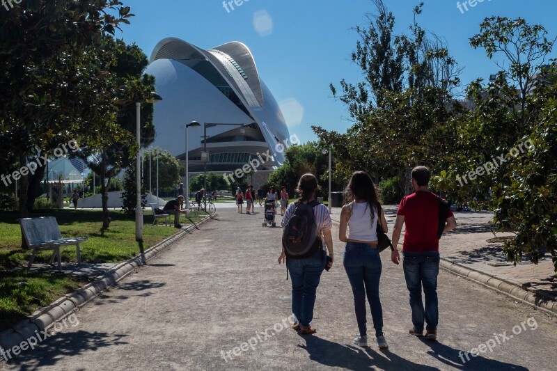 Tourists Valencia Spain Park City Of Arts And Sciences