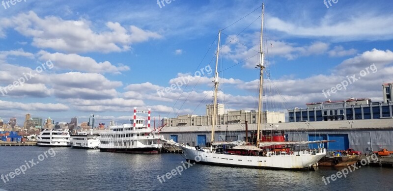 Sailboat Watercraft Sky Dock Ship