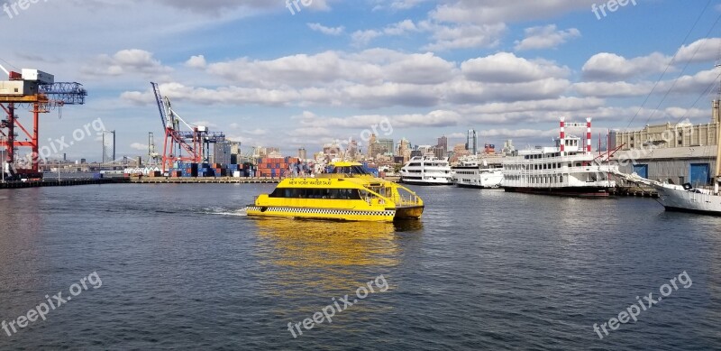 New York Water Taxi Watercraft Nyc Skyline