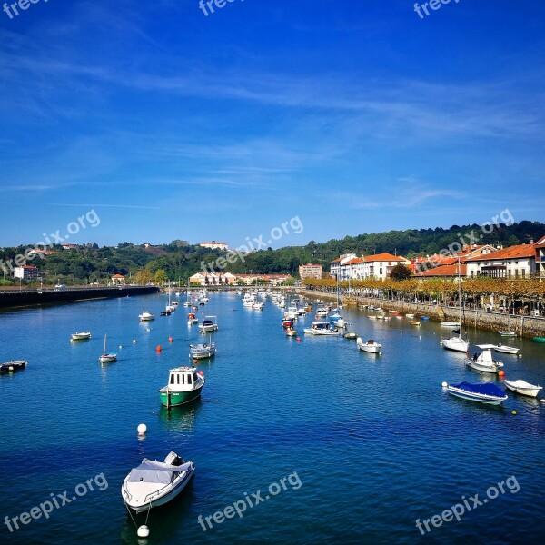 Ria Boats Fishing Landscape Blue