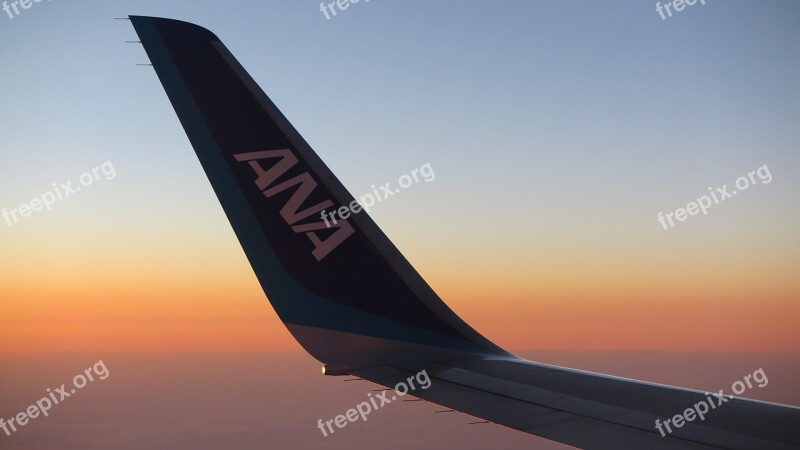 Sunset All Nippon Airways Ana Winglet Airplane