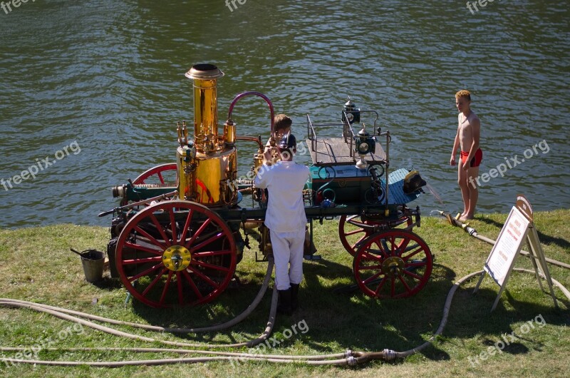 Steam Machine Firefighters Retro Oldtimer Historically