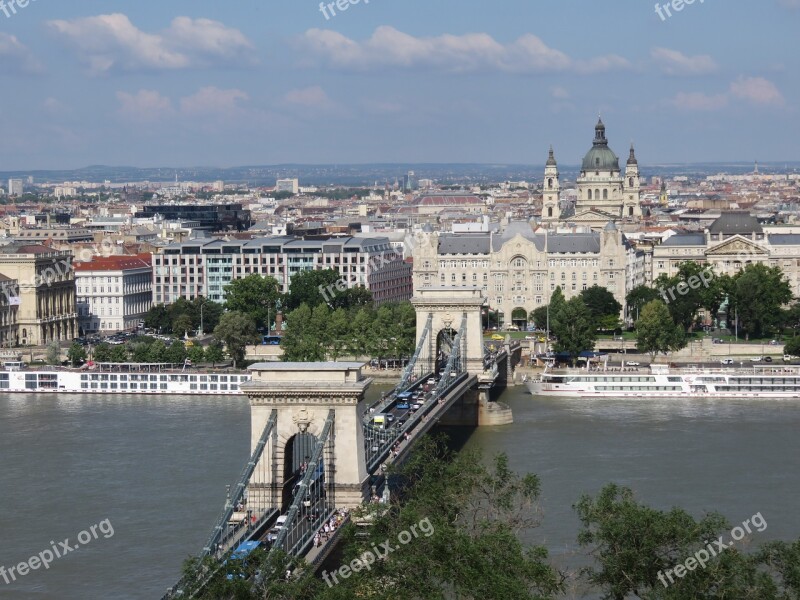 Chain Bridge Budapest Danube Hungary Bridge