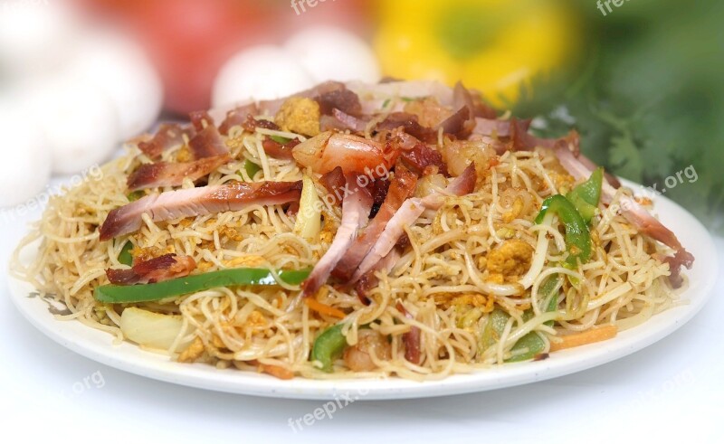 Singapore Vermicelli Yummy Asian Dish Spicy Stir-fried