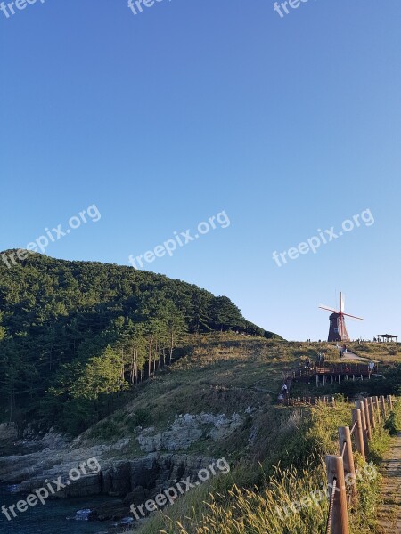 Geoje Windmill Scenery Autumn Sea