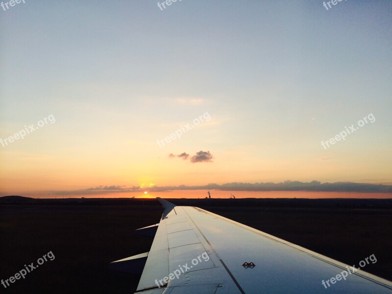 Aircraft Wing Wing Sunset Aircraft Flying