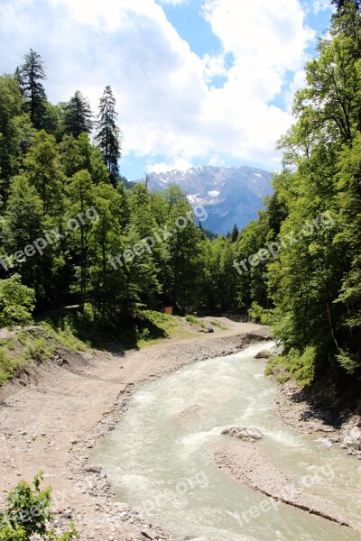 River Alpine Bend Mountains Water