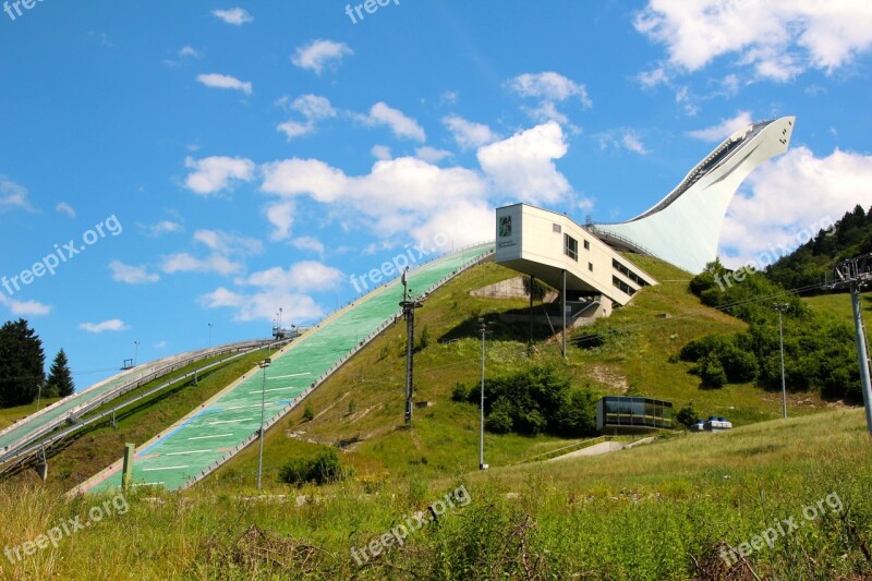 Ski Jump Ski Jumping Landscape Hill Summer