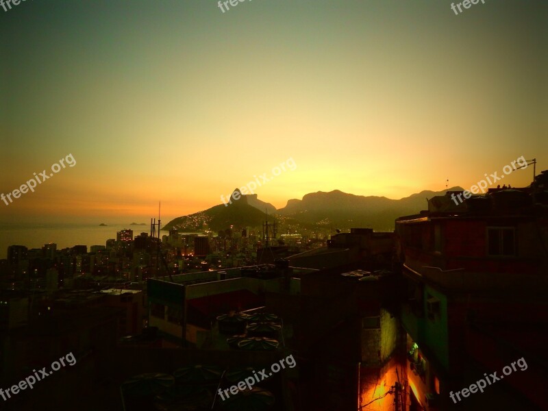 Rio De Janeiro Vacation Sunset Mountains Brazil Sun