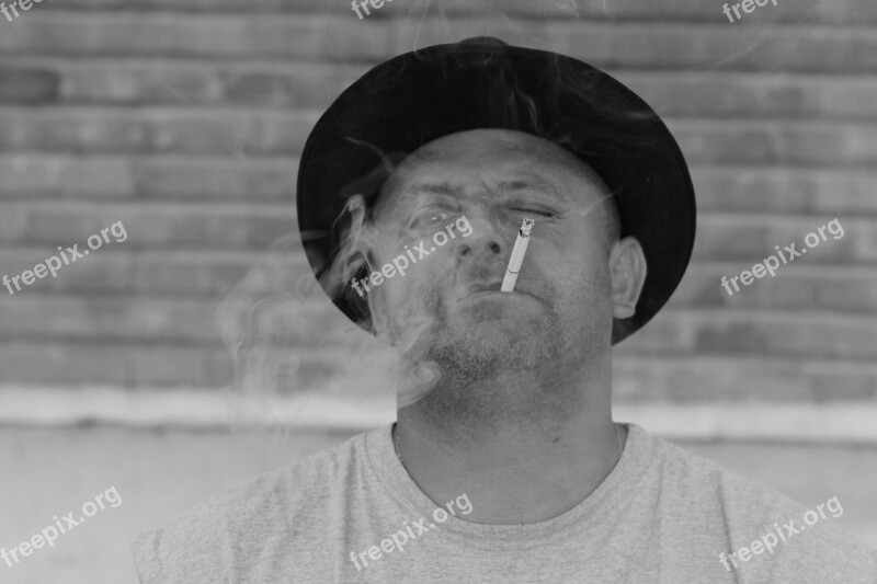 Man Hats Cigarette Smoking Free Photos