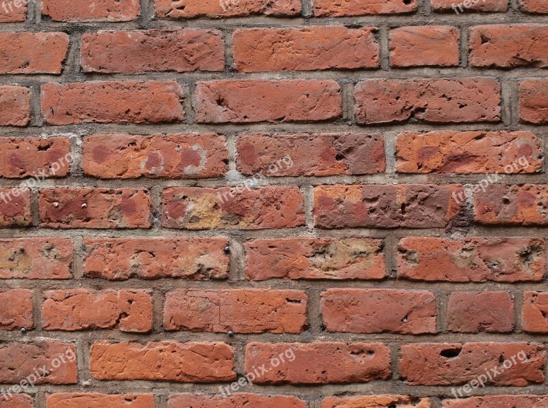 Brick Wall Red Bricks Construction Cement