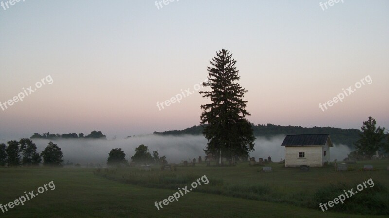 Cemetery Fog Dawn Pennsylvania Graveyard