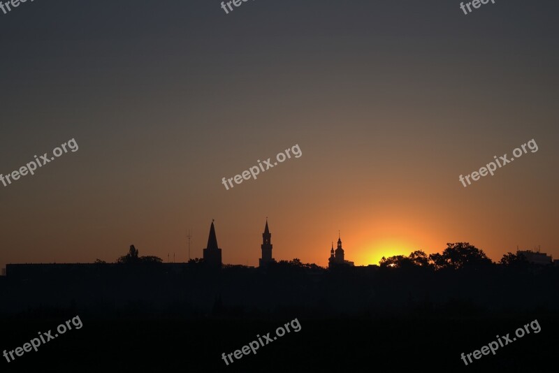 Sunrise Opole City Contours The Cathedral