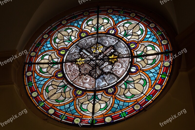 Stained Glass Window Krotoszyn The Town Hall Coat Of Arms Round