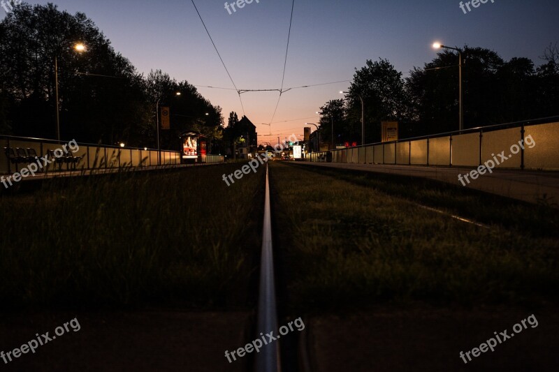 City Rails Train Tracks Evening