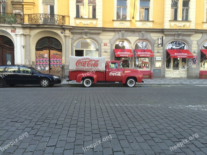 Prague Coca Cola Van Street Delivery Man