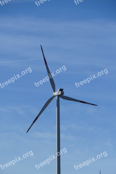 Nature Wind Turbines Rotors Sky Blue