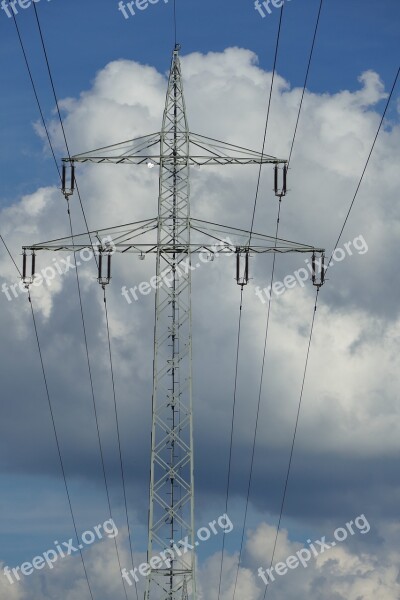 Nature Vision Power Lines Energy Clouds