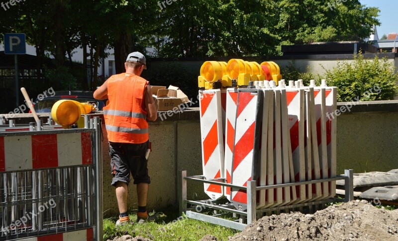 Site Marking Work Barrier Workers Construction Workers