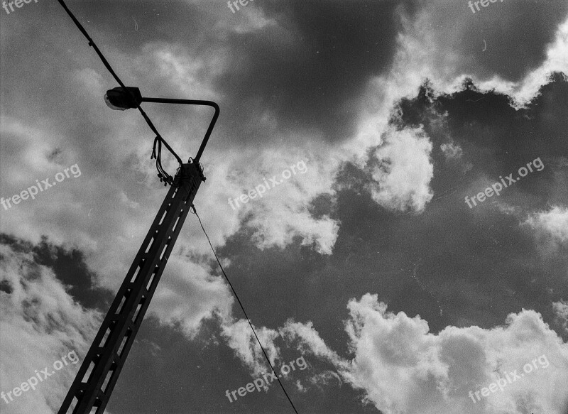 Clouds Pylon Black And White Sky Electricity